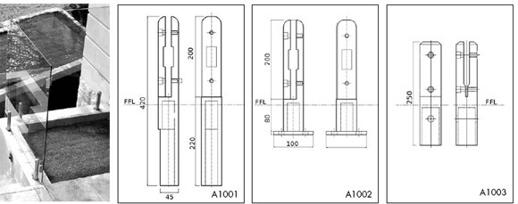 Frameless Glass Spigot Clamps